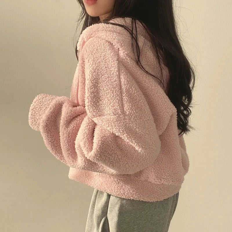 Women Autumn Winter Thicken Warm Fleece Hoodie Zipper GlowCart