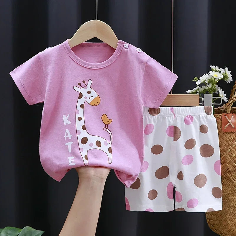 2PCS Children's Sets mother Kids Clothes Boys Girl T-shirt