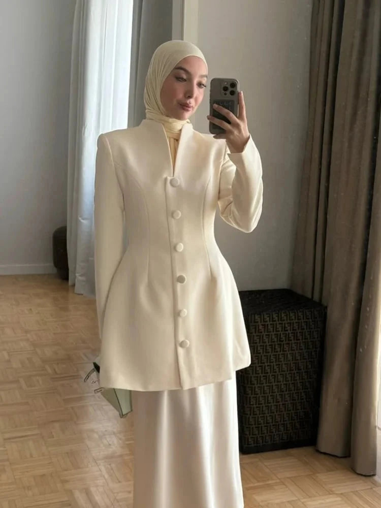 Women Chic Solid A-line Mini Dresses ElegantSingle-breasted GlowCart