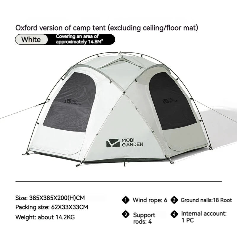 MOBI GARDEN Camping Tent  Royal Castle 150D Oxford With Snow GlowCart