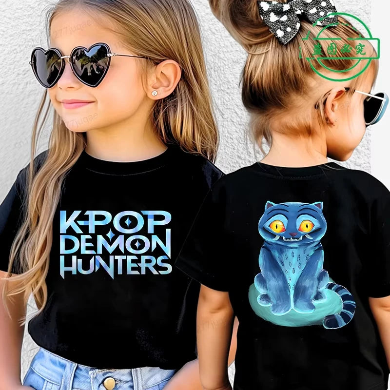 KPop Demon Hunters Saja Boys Kids Clothing Summer Cartoon Derpy Tiger Clothes Fashion Boys T-shirt Cotton Children's T Shirts GlowCart