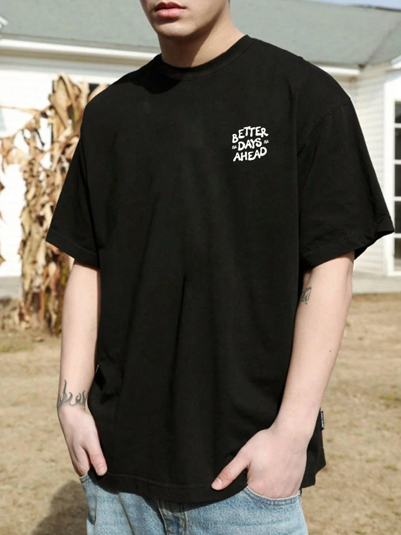 Better Days Ahead Letter Graphic Men Women T-Shirt O-Neck Casual Oversize T-Shirt Fashion Cotton Tee Clothes Summer Loose Tshirt GlowCart