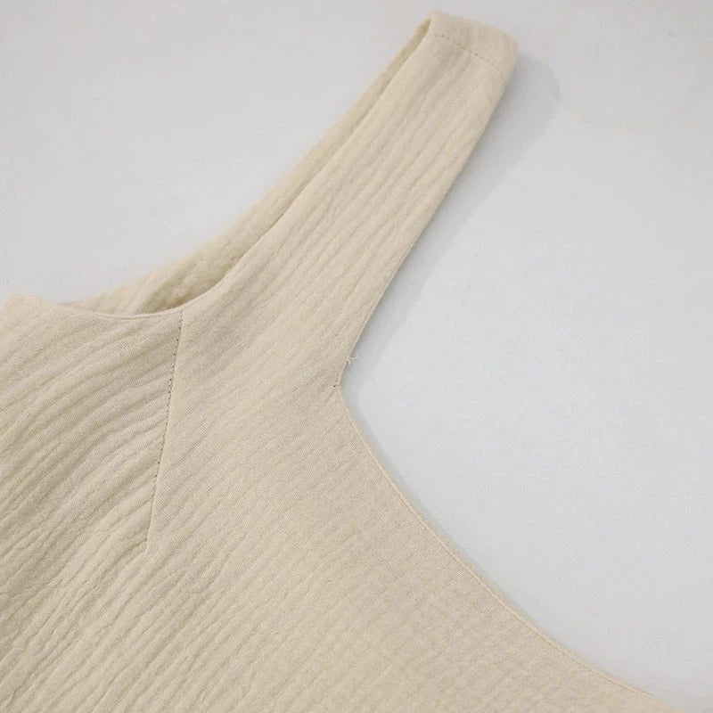 Newly 100% Cotton Gauze Dress For Women 2023 Square Collar GlowCart