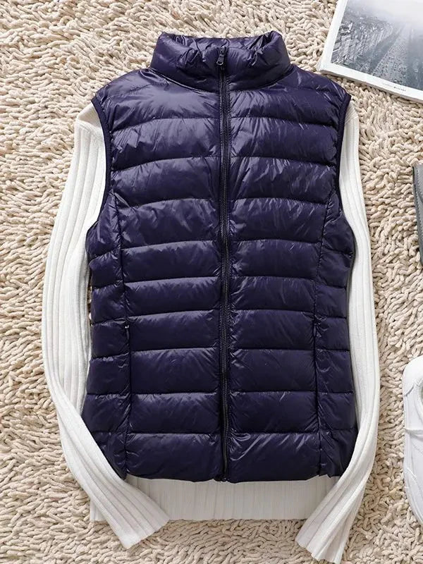 0-10℃ Women Puffer Vest Coat Autumn Winter Sleeveless Duck GlowCart