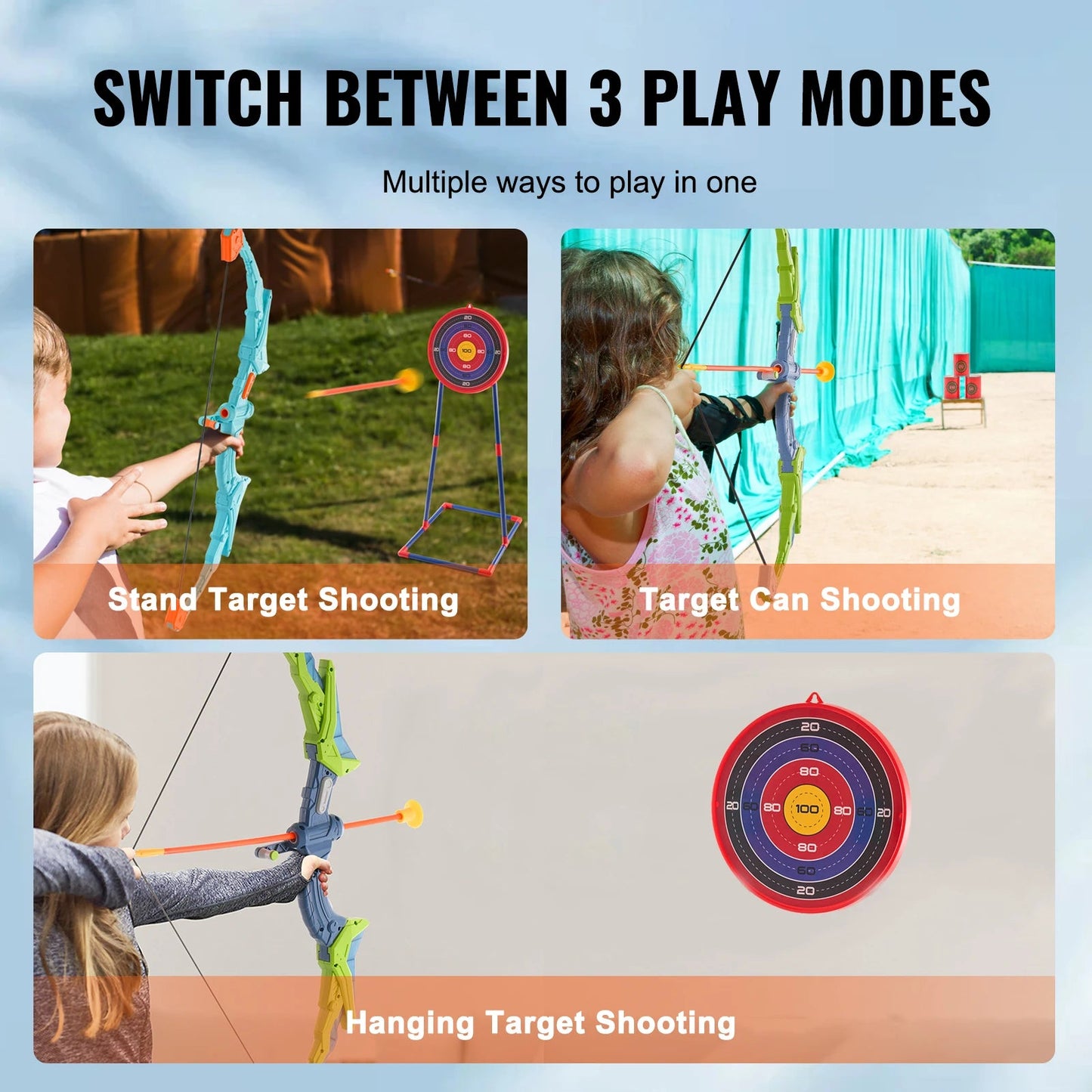 SucceBUy Bow & Arrows For Children Kids Archery Bow Practice Recurve Outdoor Sports Game Hunting Shooting Toy Boys Gift Bow Kit GlowCart