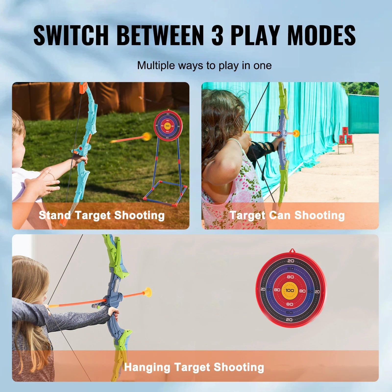 SucceBUy Bow & Arrows For Children Kids Archery Bow Practice Recurve Outdoor Sports Game Hunting Shooting Toy Boys Gift Bow Kit GlowCart