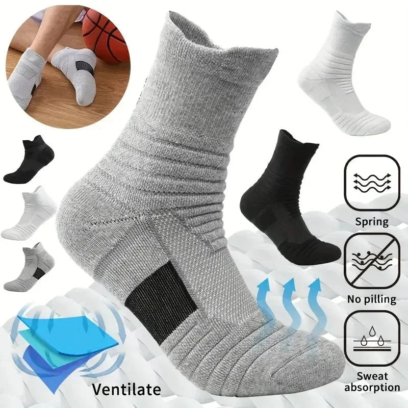 3 Pairs Men's Comfort Fit Cushion Performance Athletic Crew Socks For Outdoor Sports mens socks funny socks GlowCart