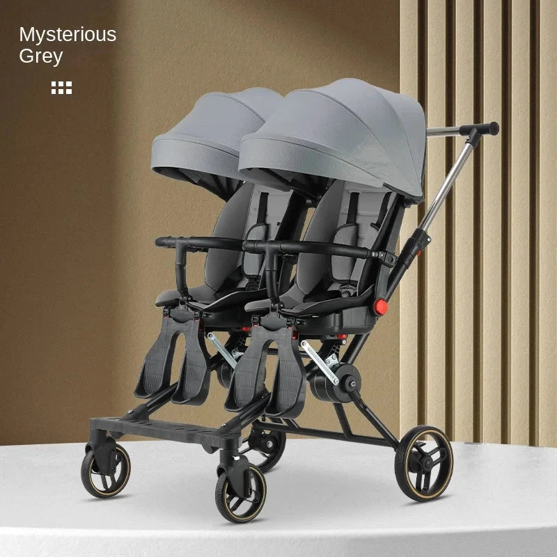 Baby Stroller Twins Slipping Baby God Infant Double Can Lie Flat and Sit Lightweight Carrying Folding Two-way Baby Pushchair GlowCart