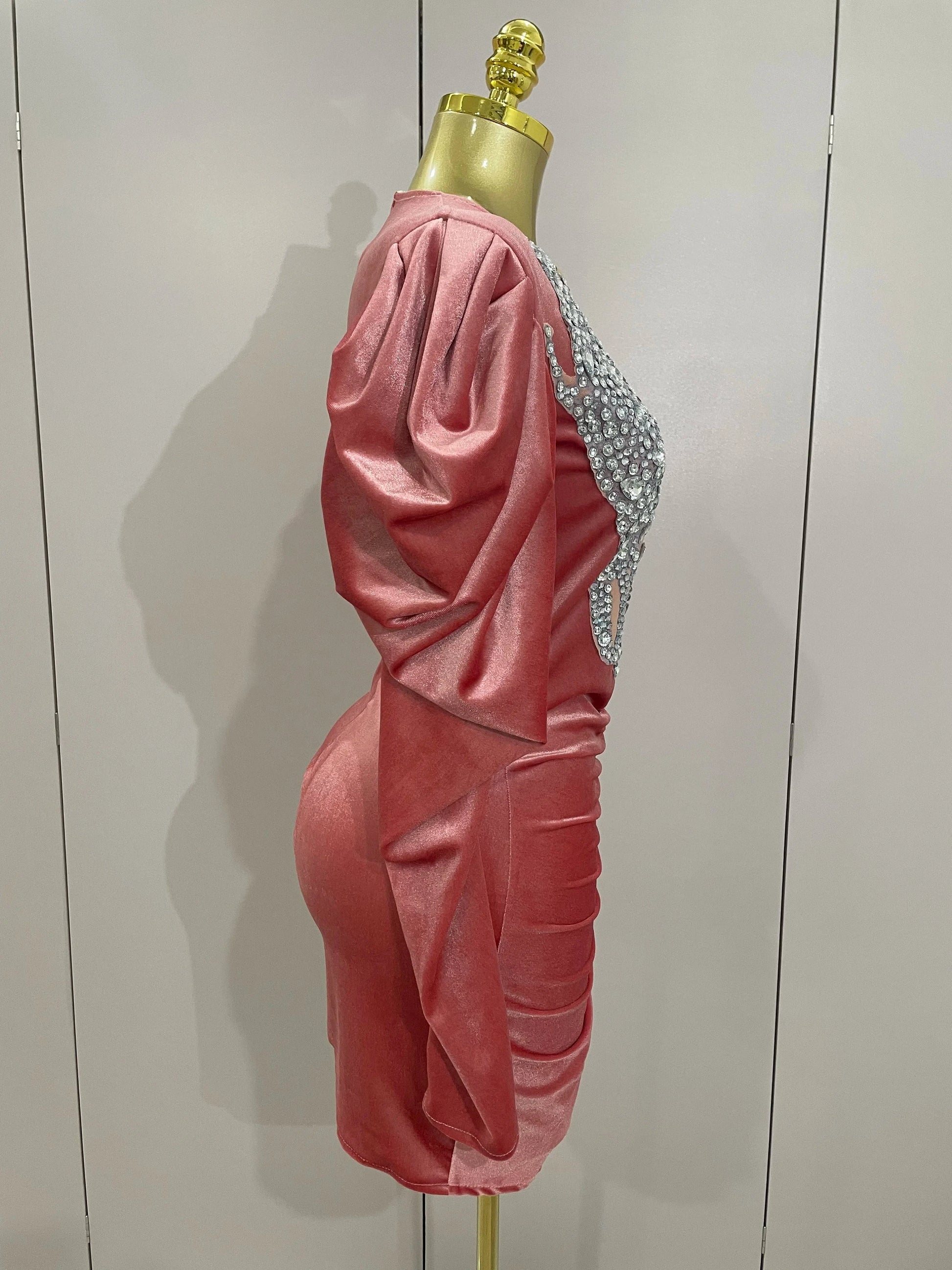 Luxury Sparkly Crystals Sexy Mesh White Velvet Short Dress GlowCart