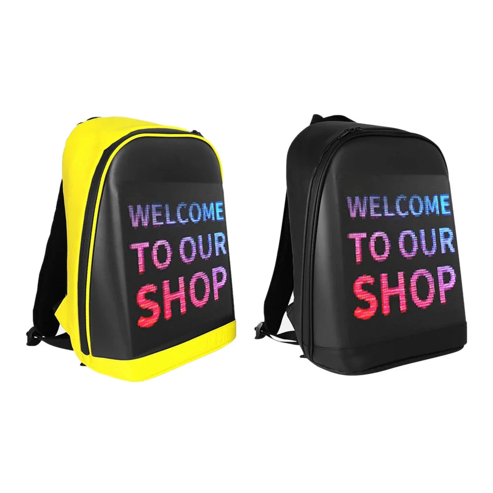 Women Men LED Display Screen Walking Advertising Backpack GlowCart