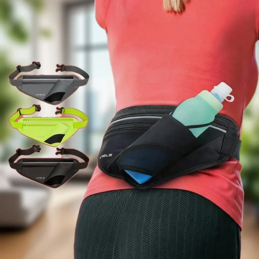 WRELS Adjustable Running Belt with Water Bottle Holder Reflective Hydration Waist Pack for Hiking Jogging Unisex GlowCart