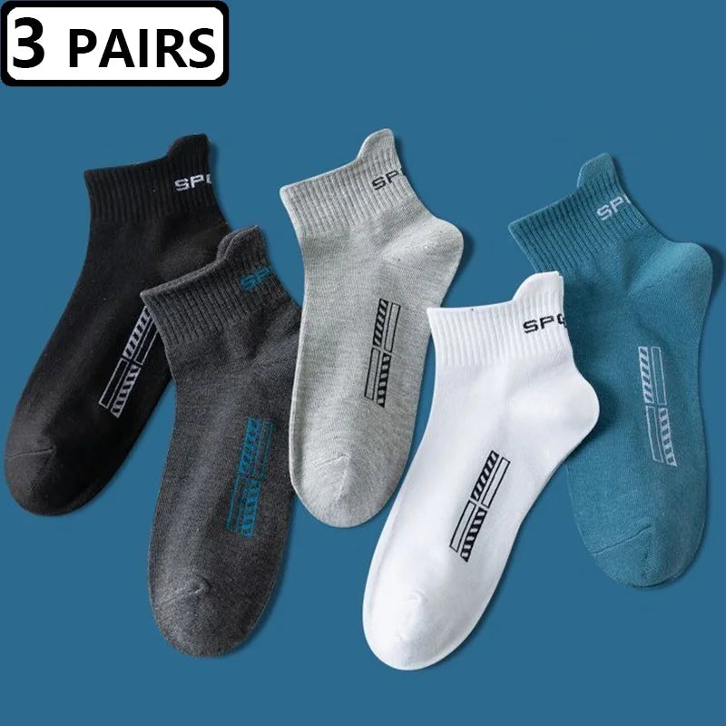 3 Pairs/lot Cotton Breathable Men's Socks Soft Sports High Quality Compression Black White Socks Mid Tube Male Socks Crew Meias GlowCart