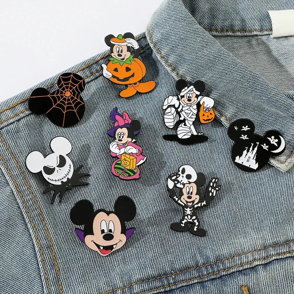 8 Pcs Hallowmas Spoof Character Brooch Cartoon Mickey Mouse GlowCart