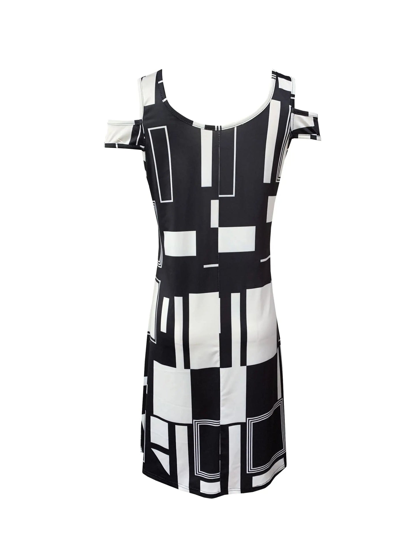 Summer Geometric Pattern Off-shoulder V-Neck Dress For Women,Casual Summer Sundress, Flowy Everyday Mini Dress GlowCart