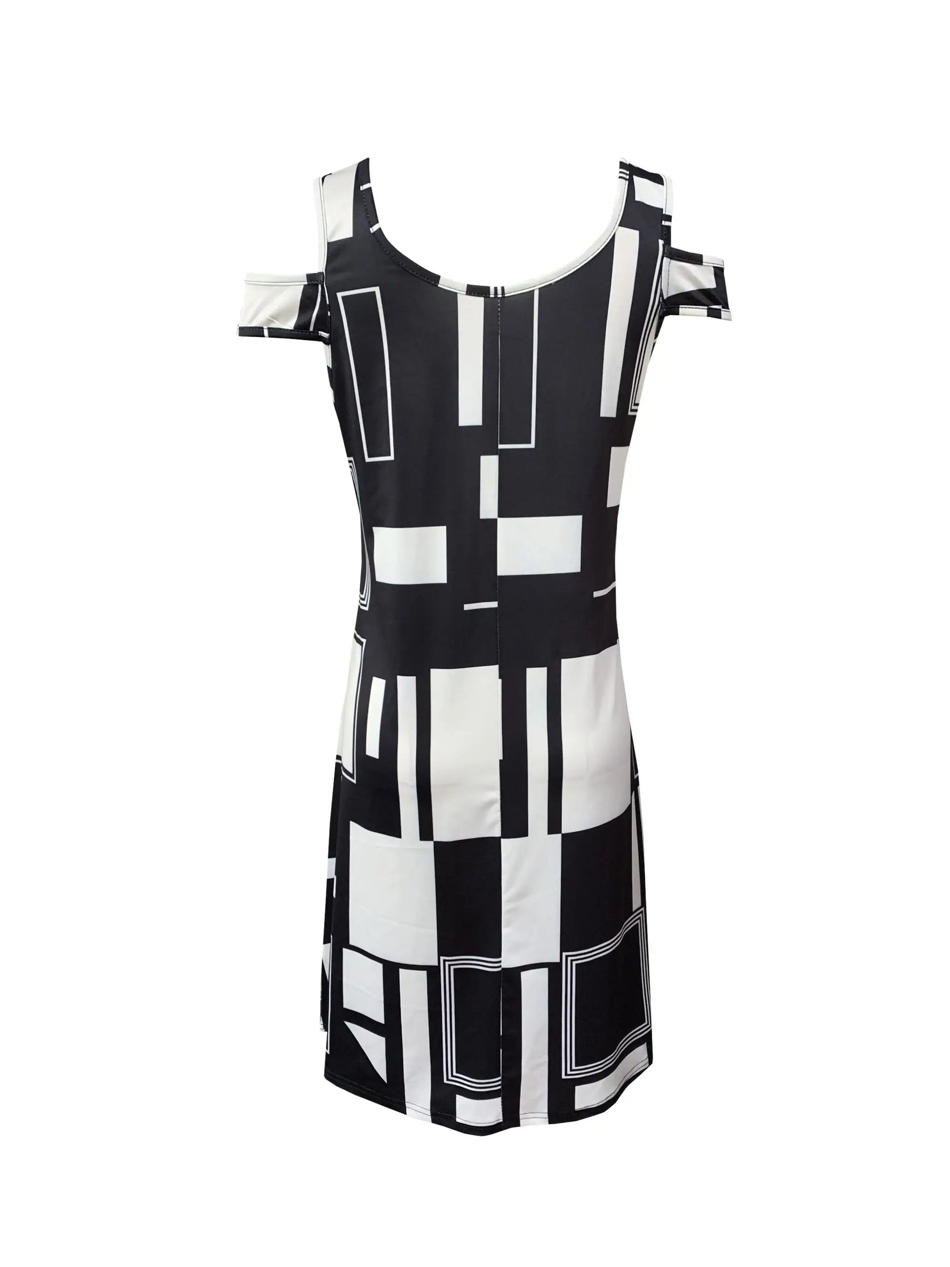 Summer Geometric Pattern Off-shoulder V-Neck Dress For Women,Casual Summer Sundress, Flowy Everyday Mini Dress GlowCart