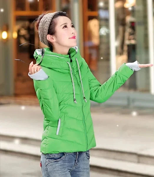 clothes Winter XXXL Jacket Women hooded Solid Color Short GlowCart