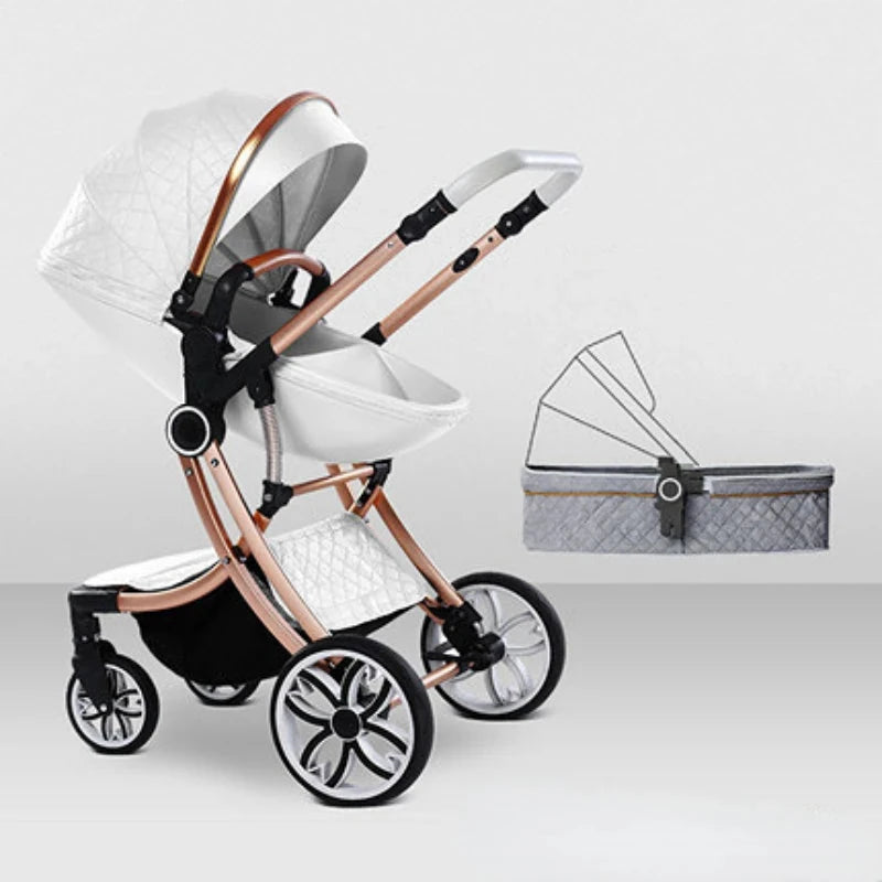 Baby Stroller 2 in 1 Can Sit Can Lie Baby Pram High Landscape bidirectional Baby Pram Shock absorption four wheels stroller GlowCart
