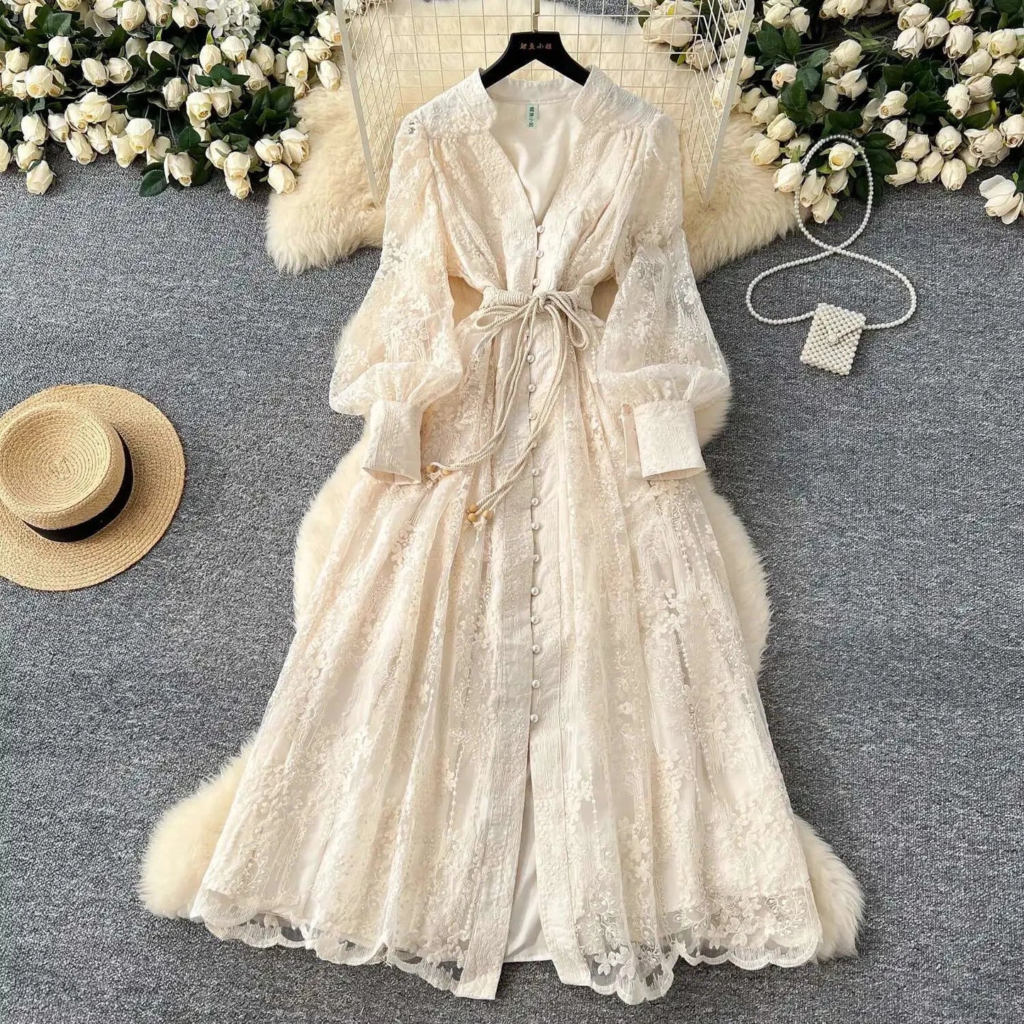 Luxury Embroidery Formal Dresses Women Summer Autumn Lantern GlowCart