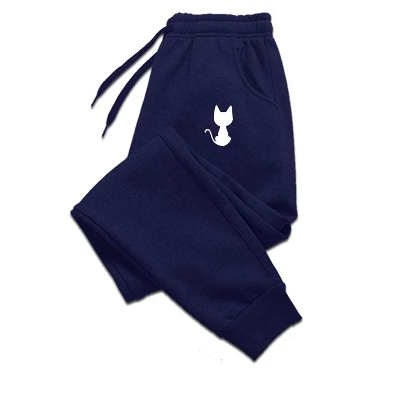 Print Cat Autumn and Winter Fleece Men's Clothing Pants Fashion Casual Lace Casual Sports Running Pants Wholesale Sports2025 GlowCart