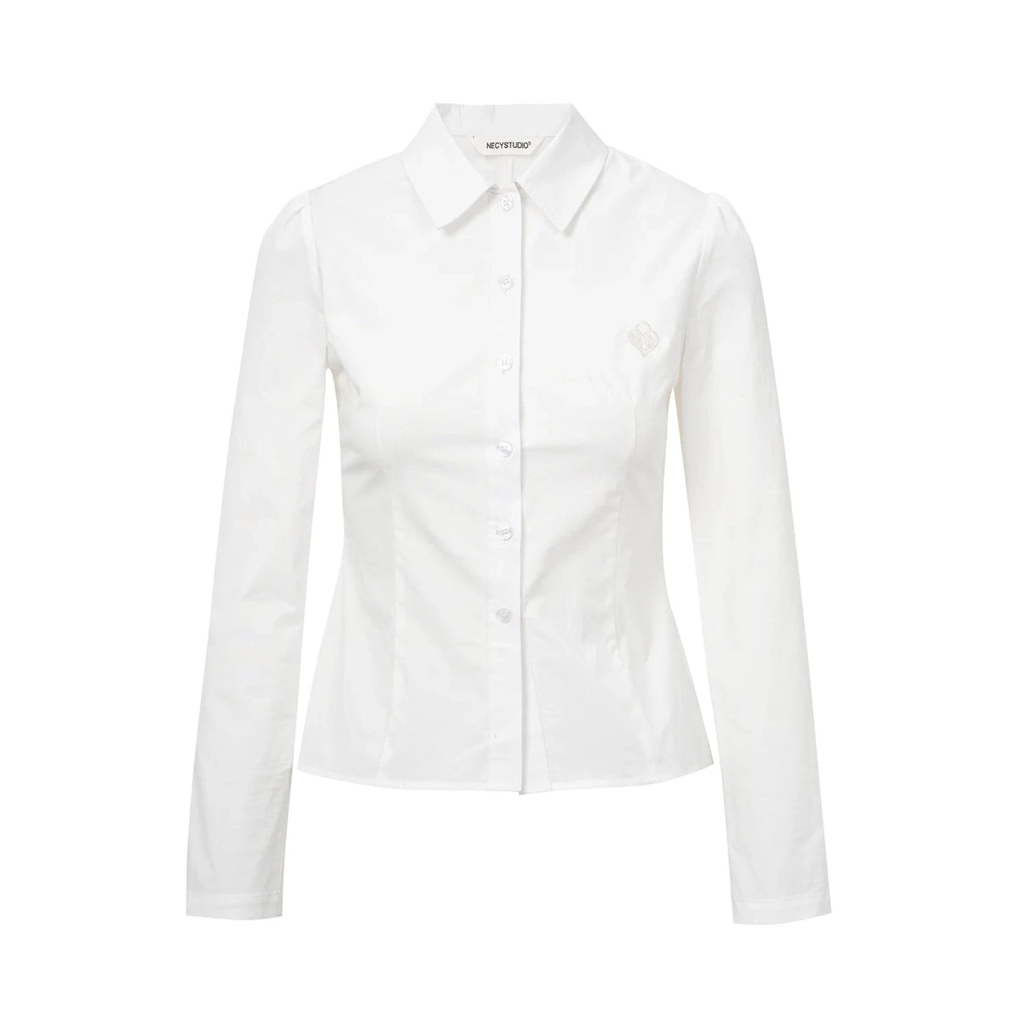 NECY Long Sve Embroidered Waist Cinching Women's irt Cotton GlowCart