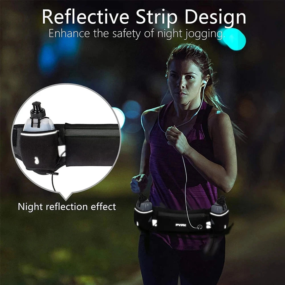 1PCS Running Belt with Water Bottles, Hydration Belt, Water Bottle Holder Running Pouch Belt, Waist Pack for Hiking Climbing GlowCart