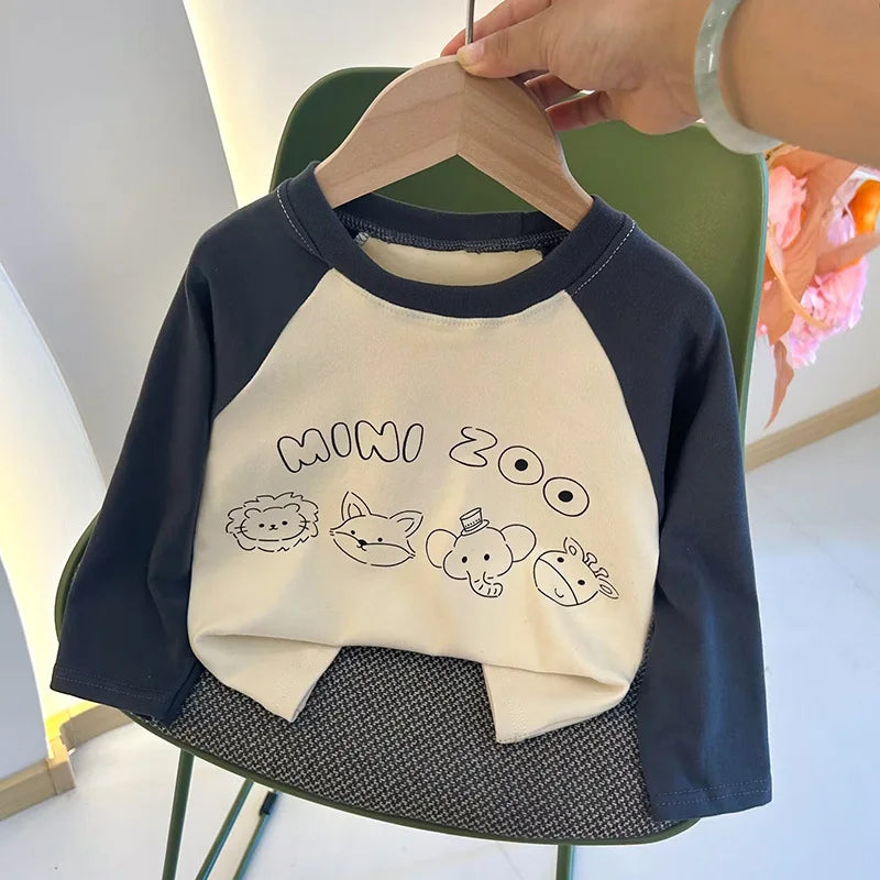 New Autumn Girls and Boys Long Sleeve T-shirt Base Shirt Letter Korean Style Children Clothing GlowCart