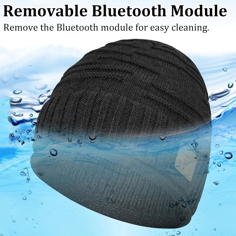 Winter Bluetooth Headphone Outdoor Warm Music Knitting Cap Rechargeable Wireless Stereo Earphone Beanie Hat with MIC for Gift GlowCart