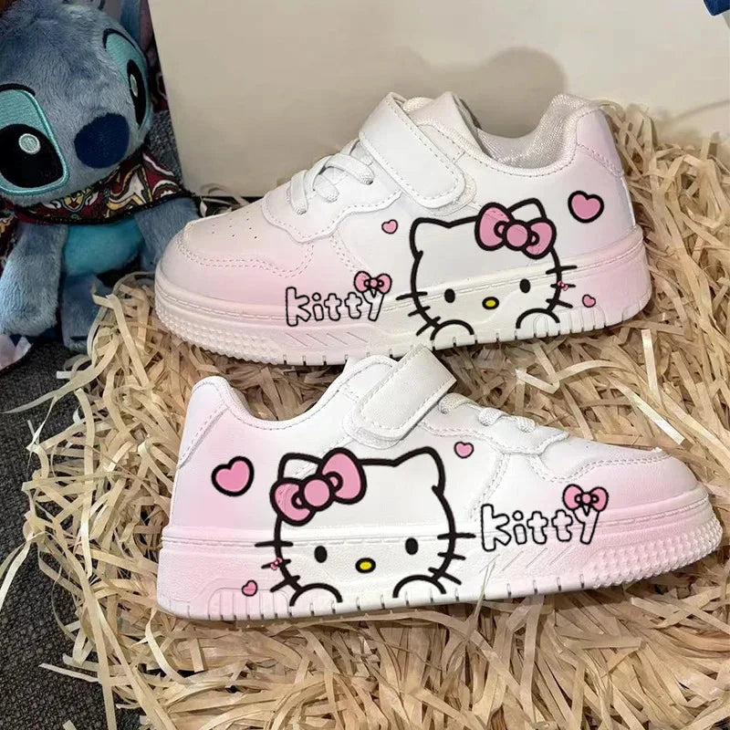 2025 New Hello Kitty Girls Low Top White Sneakers Cute Cartoon Casual Shoes Fashion Canvas Shoes For School Kids Wholesale GlowCart