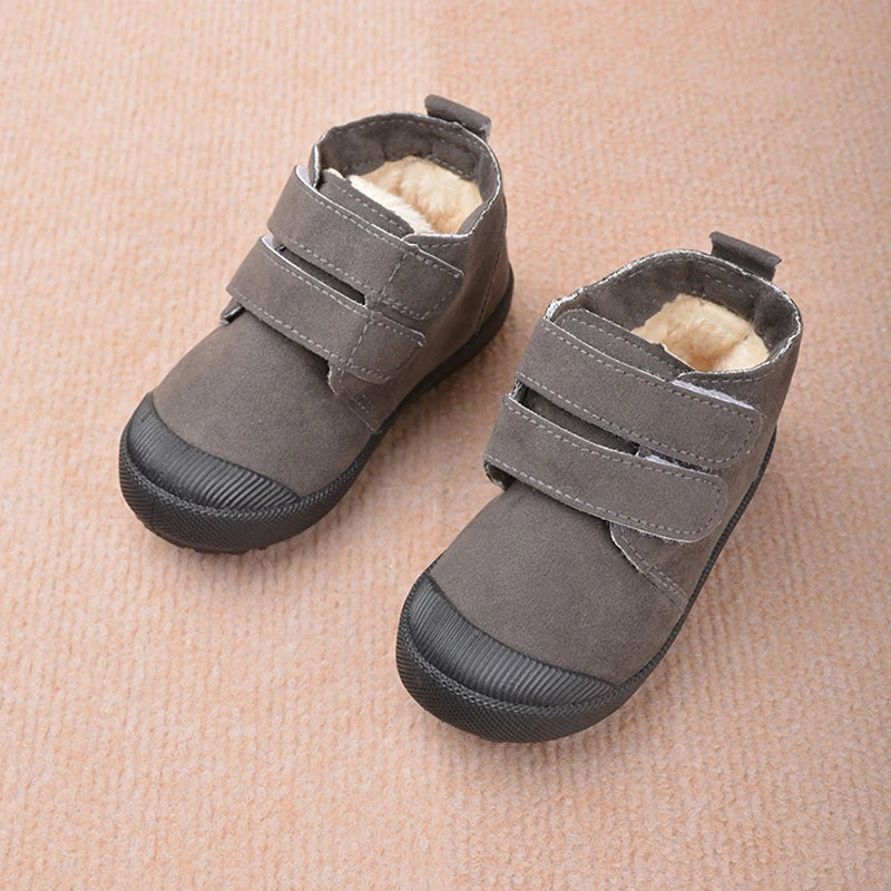 New Trendy Kids Outdoor Warm Short Shoes Winter Plush Suede Ankle Boots Children Comfortable Snow Sneakers EY8259 GlowCart