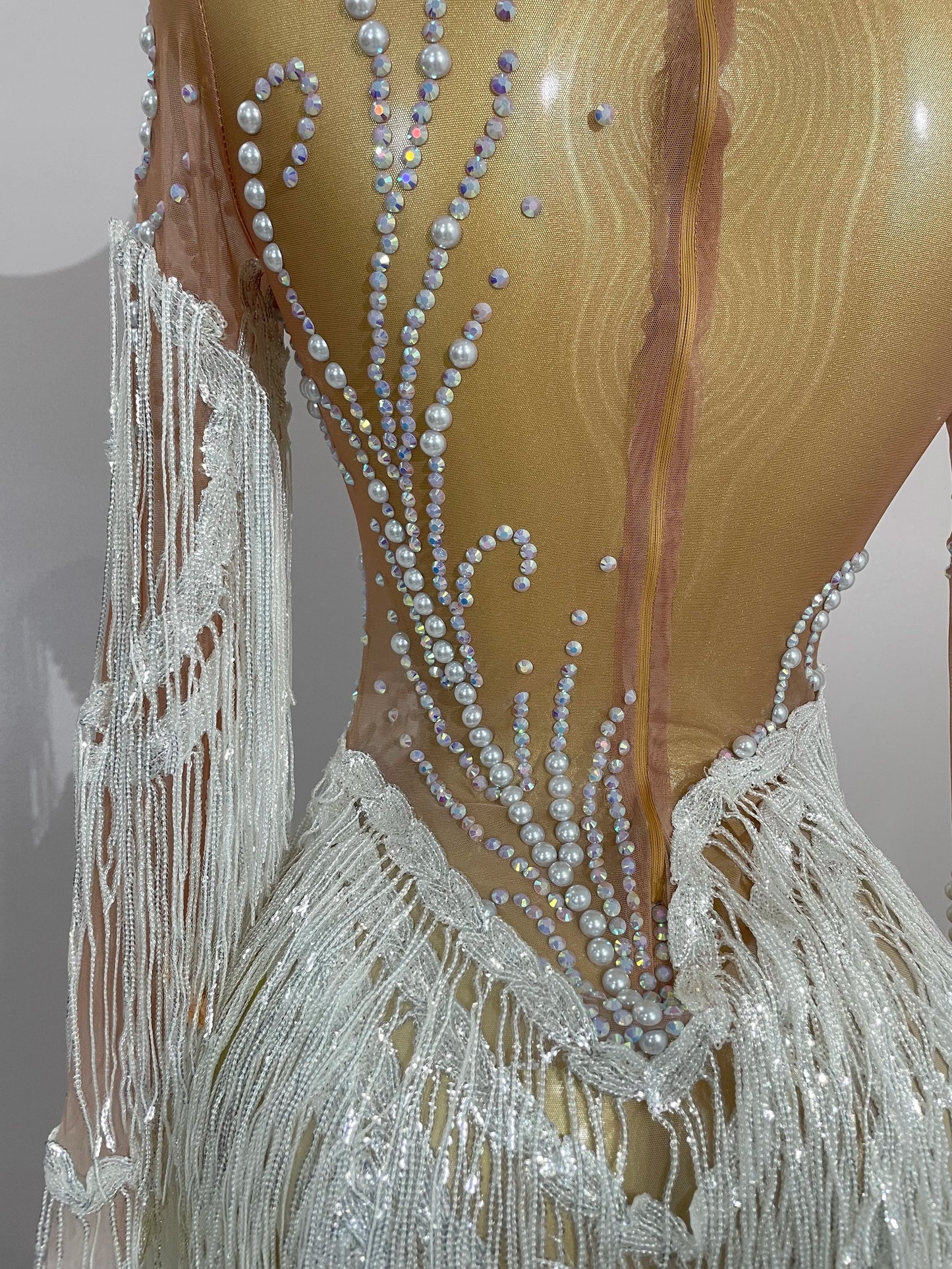 Women Sparkly Rhinestone Pearl Sequins Tassel Sexy