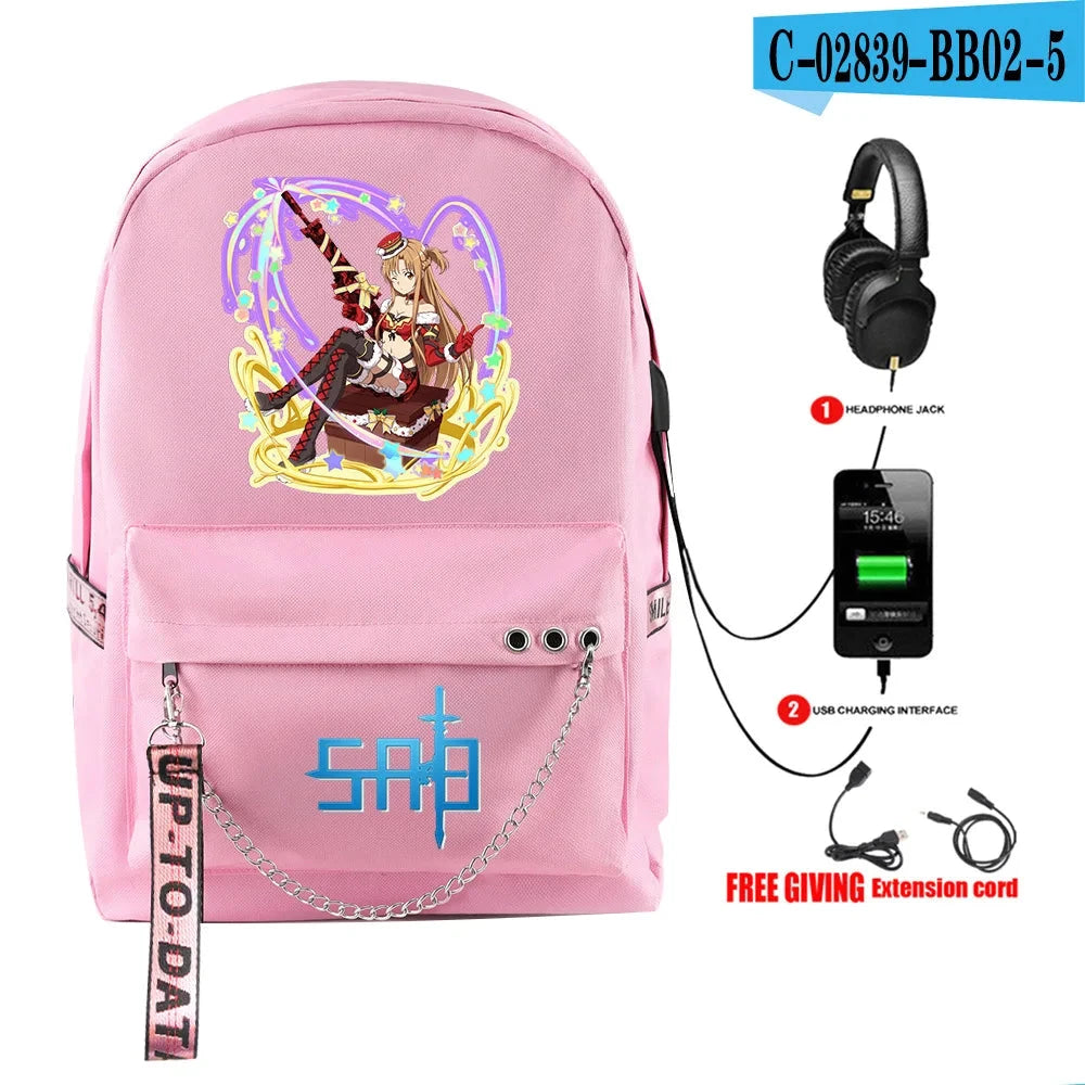 Hip Hop Youthful School Bags Unisex Sword Art Online Travel GlowCart