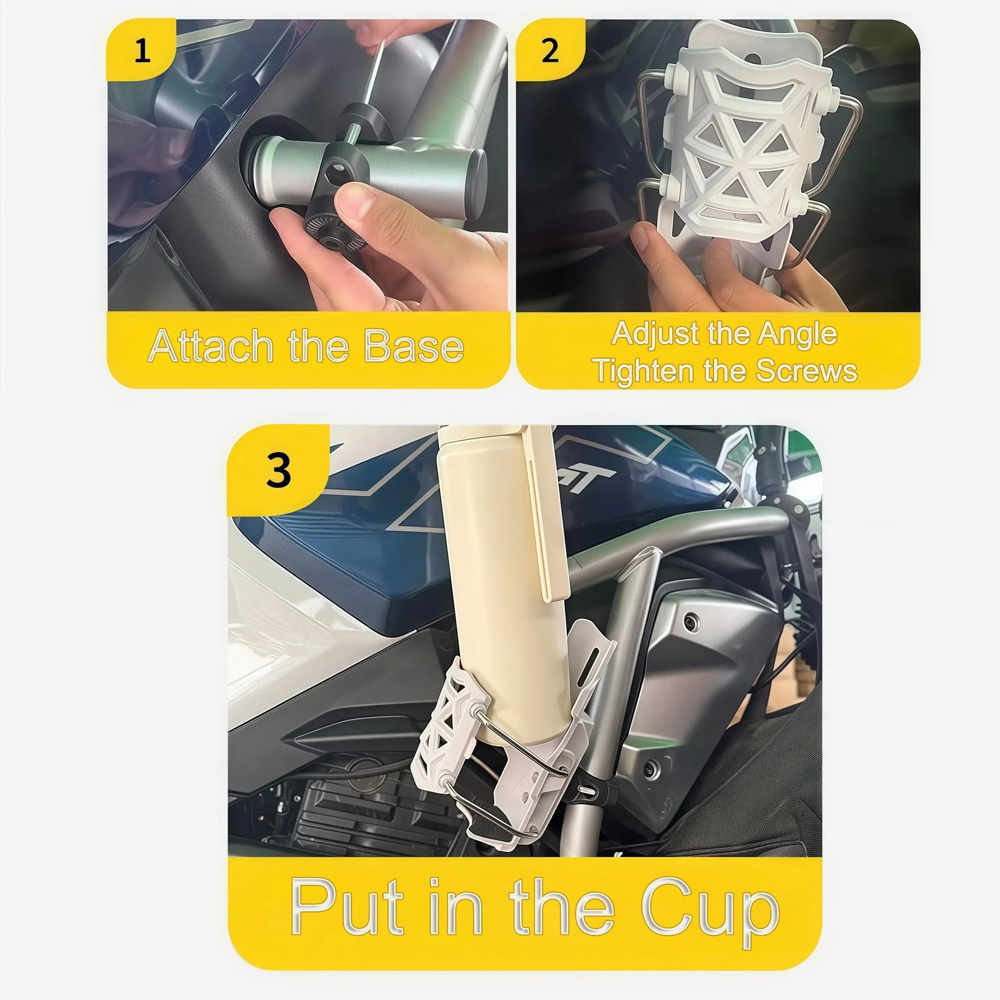 2025 New 360° Adjustable Handlebar Cup Cage Universal Bike Motorcycle Water Bottle Holder For MTB Road Cycling ADV Motorbike GlowCart