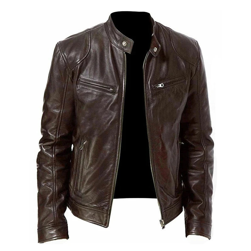 2024 Motorcycle Leather Jackets Man Casual Fashion GlowCart
