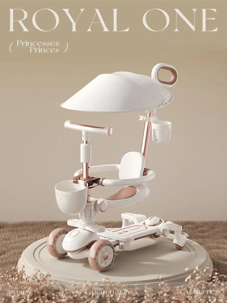 Multifunctional Baby Stroller 6in1 Adjustable Push Rod with Children's Scooter Portable Baby stroller with skateboard for kids GlowCart