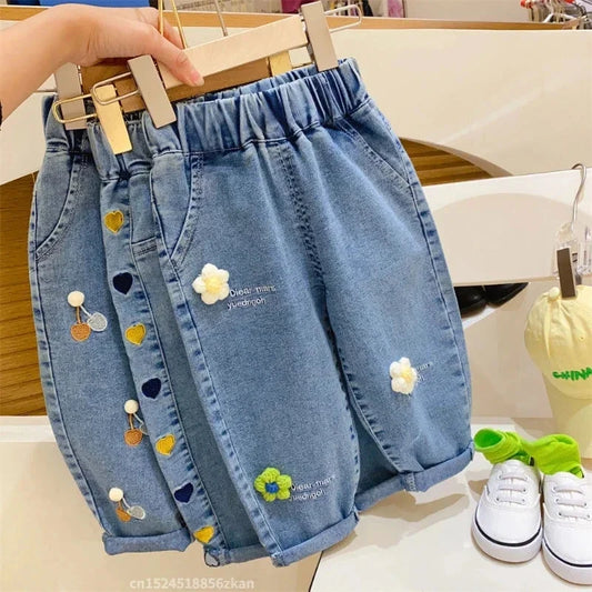 Ambroidered Flower Girl Jeans Baby Boy Kids Jeans Girl Pants Daduhey Wide Leg Pants Harem Trousers Clothes Bottoms GlowCart