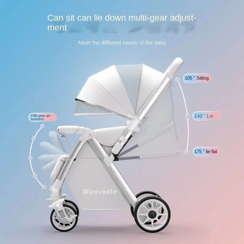 Upgraded Baby Strollers can Sit and Lie Down High Landscape Lightweight Folding Two-way Stroller Children Stroller GlowCart