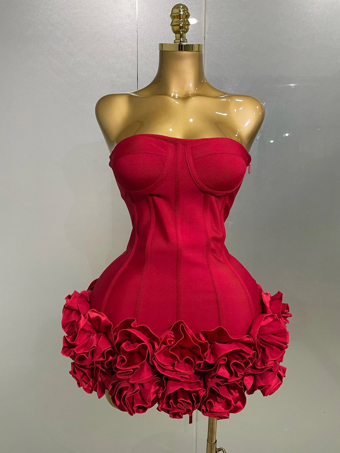 2025 Sexy Evening Bandage Dress Strapless Bodycon Flowers GlowCart