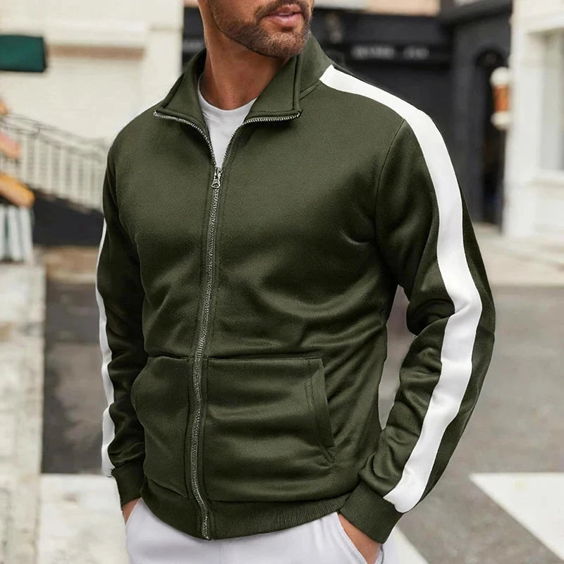 Men's Colorblock Patchwork Sporty Jacket with Kanga Pocket Fall Winter Fleece Lined Warm Long Sleeve Zip Up Coat Outwear Tops GlowCart