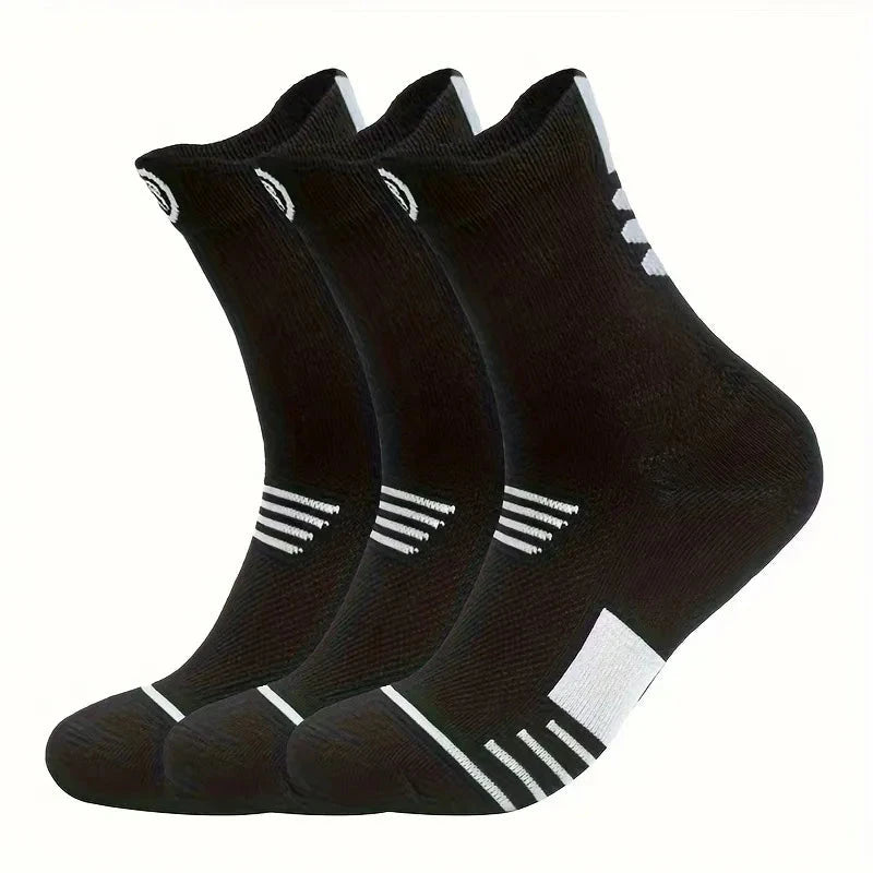 3 Pairs Men's Comfort Fit Cushion Performance Athletic Crew Socks For Outdoor Sports mens socks funny socks GlowCart