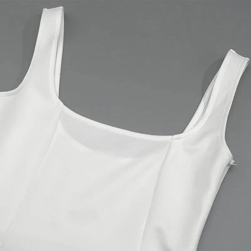 JULISSA MO Sexy Square Collar Women Maxi Dress White GlowCart