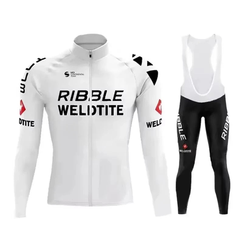 White  Cycling Jersey Set Ribble Weldtite Cycling Clothing Autumn Men Road Bike Shirt Bicycle Tights Mtb Maillot Culotte GlowCart