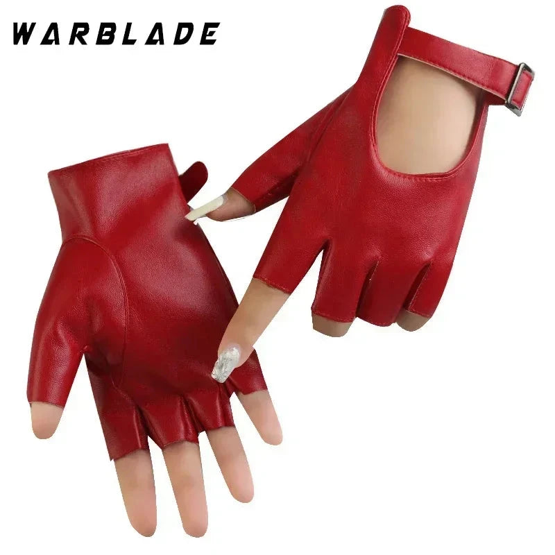 Women Halloween PU Leather Waterproof  Fingerless Gloves GlowCart