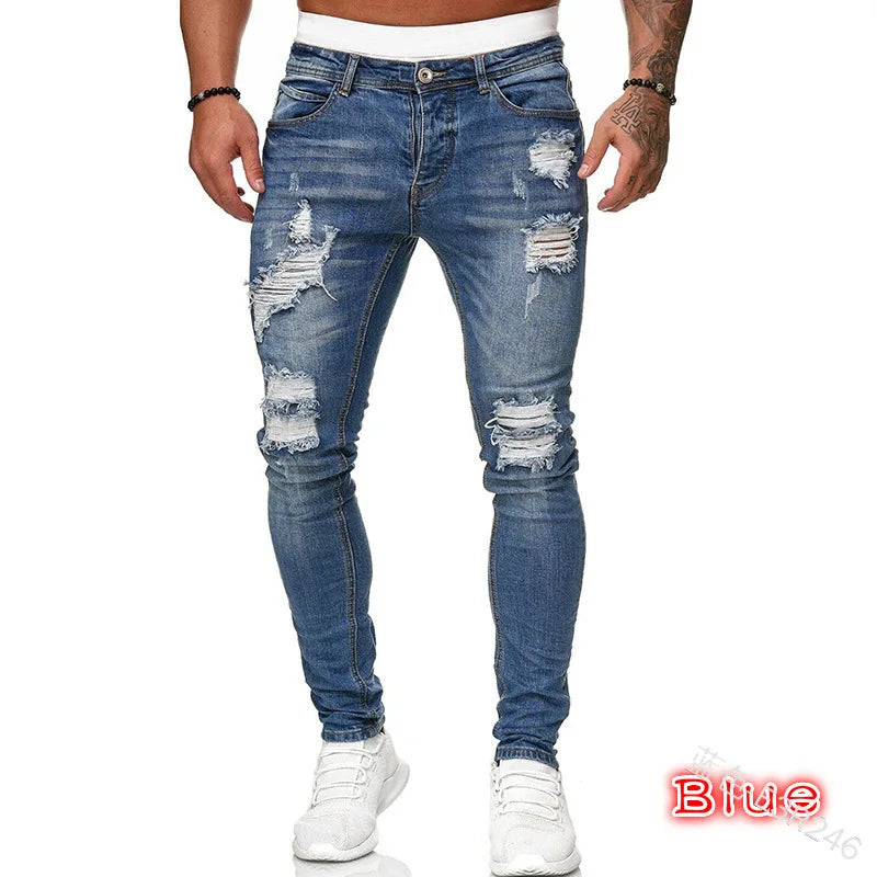 2024 Men Jeans Solid Pockets Stretch Denim Straight Pants Spring Summer Business Casual Trousers Daily Streetwear Men's Clothing GlowCart