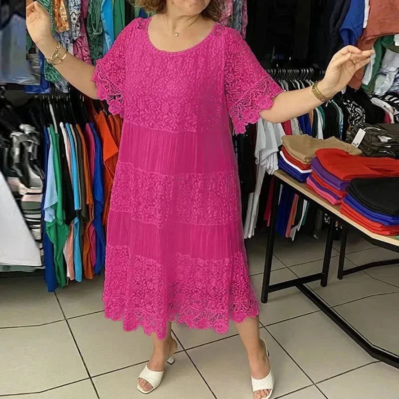 Fashion Crew Collar Long Dress Elegant Ladies Solid Club GlowCart