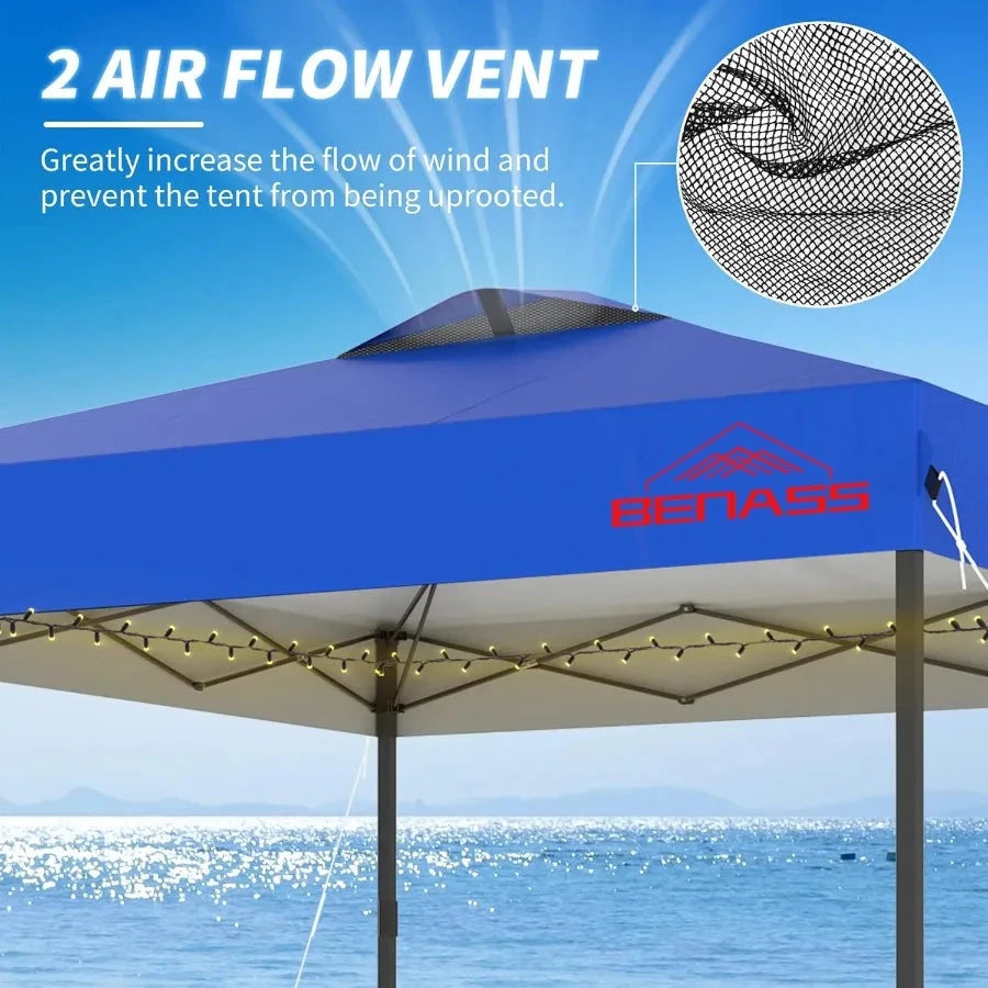10x10 Pop Up Canopy Tent with Sidewalls Easy Up Heavy Duty GlowCart