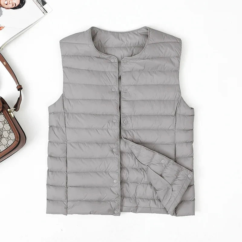 Women's Slim Fit Sleeveless Vest Ultra Lightweight White GlowCart