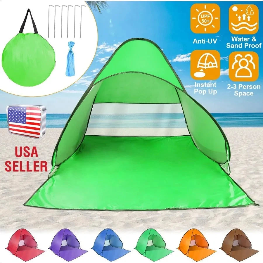 Beach Tent Pop Up Beach Tent Canopy Sun Shade Shelter AntiUV GlowCart