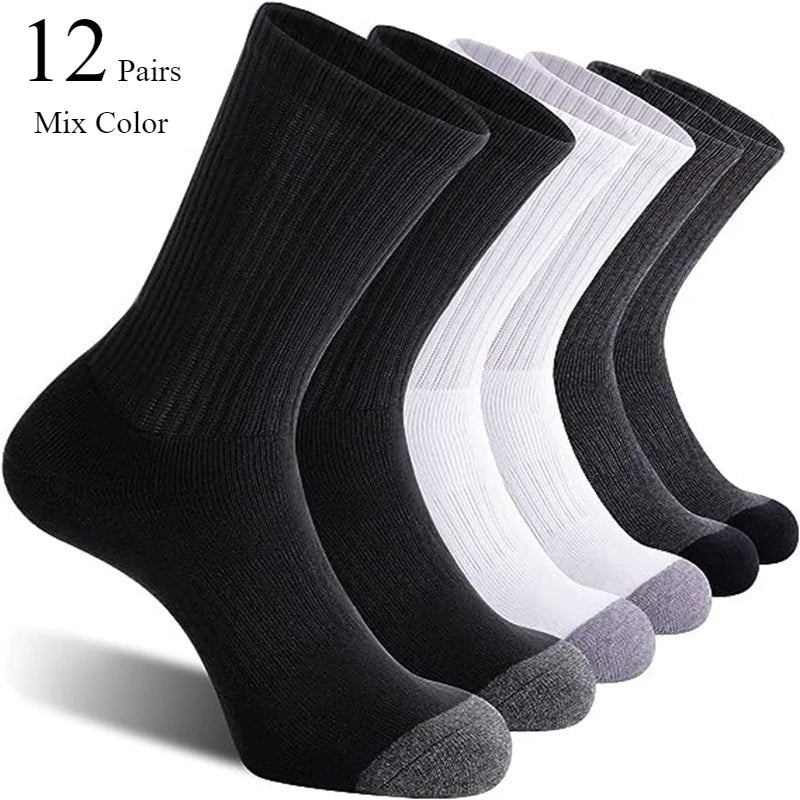 Men's Outdoor Gym Socks High Quality Comfortable Soft Ground-Gripping Football big Size Anti Odor Sweat Absorbing 6/12 Pairs GlowCart