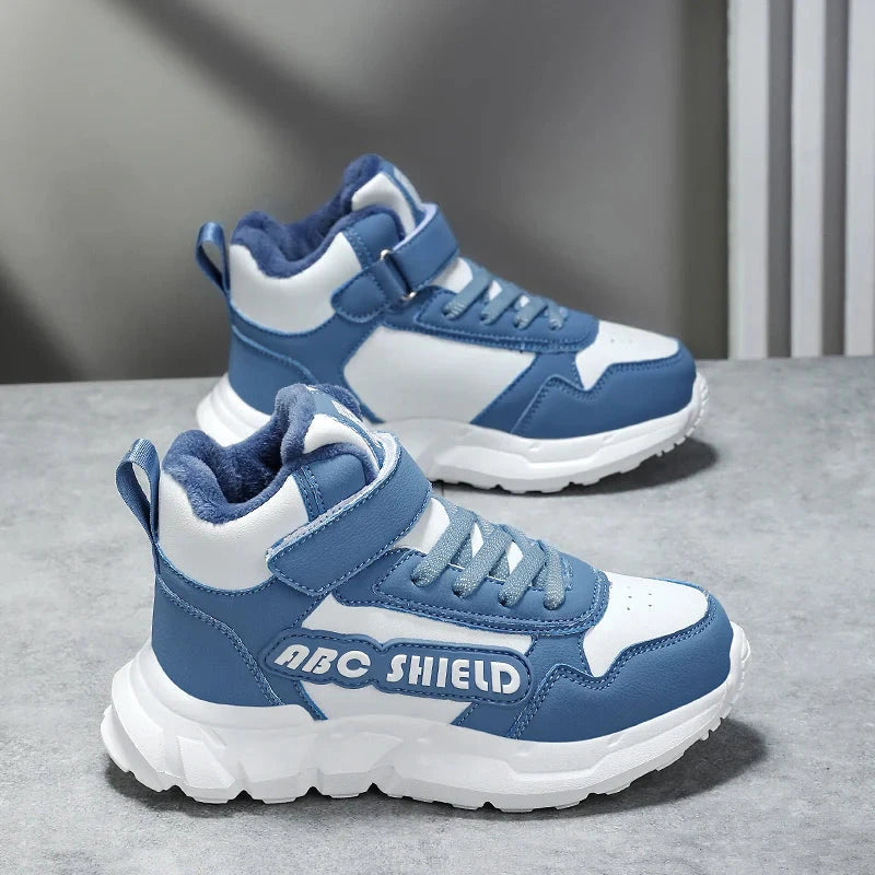 Autumn Winter Children Shoes Boys High Top Sneaker Warm Plush Kids Cotton Shoes Casual Sports Daily Boys Sneaker 4 To 12 Years GlowCart