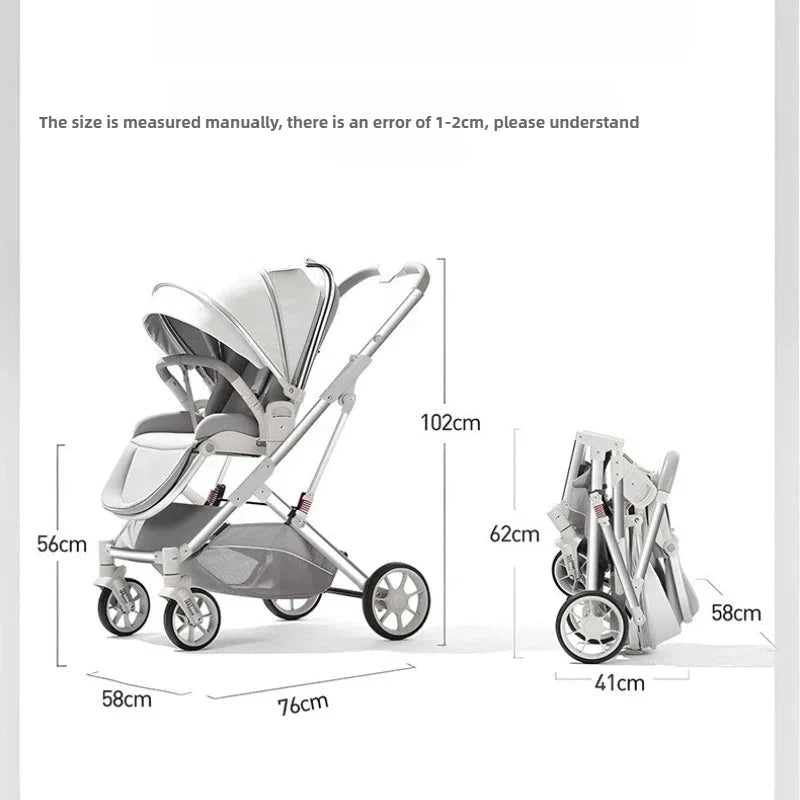 Two-way Baby Stroller, Can Sit or Lie Down,Lightweight and Foldable Baby Stroller, High View, Comfortable, Shock-absorbing GlowCart